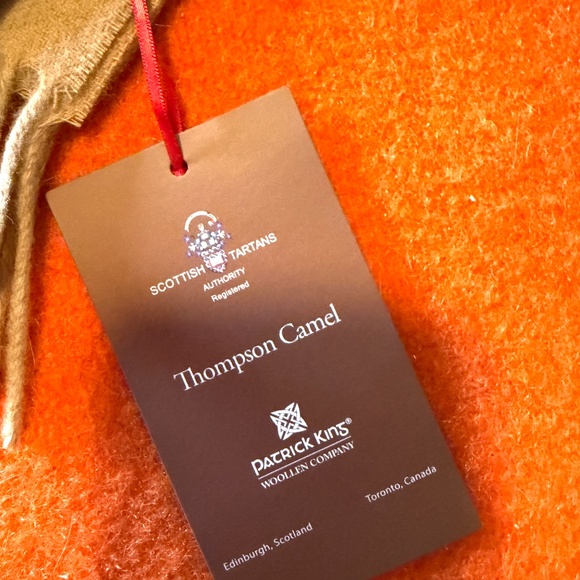 Patrick King Woolen Company Thompson camel 100% lambswool tartan scarf NWT - Picture 4 of 9